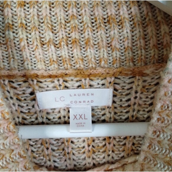 Peach Sweater Women's XXL Mock Turtleneck Long Sleeve Chunky Knit Boxy Baggy - Picture 3 of 7